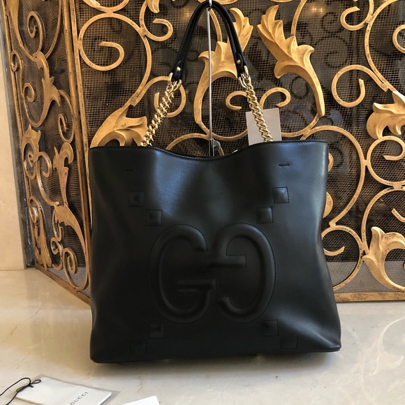 NWT Gucci GG embossed leather tote handbag black - Picture 8 of 8